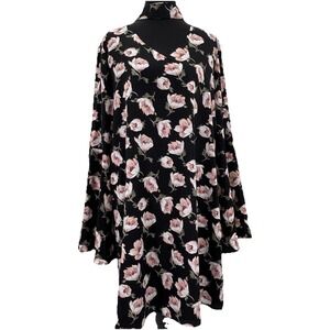 Sugar lips shift Dress Large black Floral Whimsigoth Fairy Grunge Romantic 90s